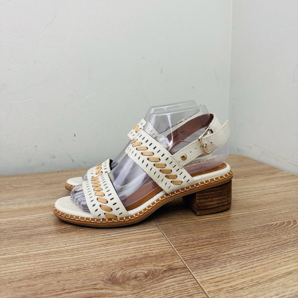 Pikolinos Blanes White And Brown Leather Sandal Women’s Size 6.5 - Picture 2 of 11